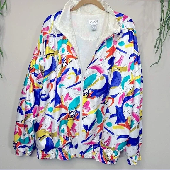 Vintage LAVON Funky Colorful Windbreaker Zip Up Jacket - Picture 3 of 13